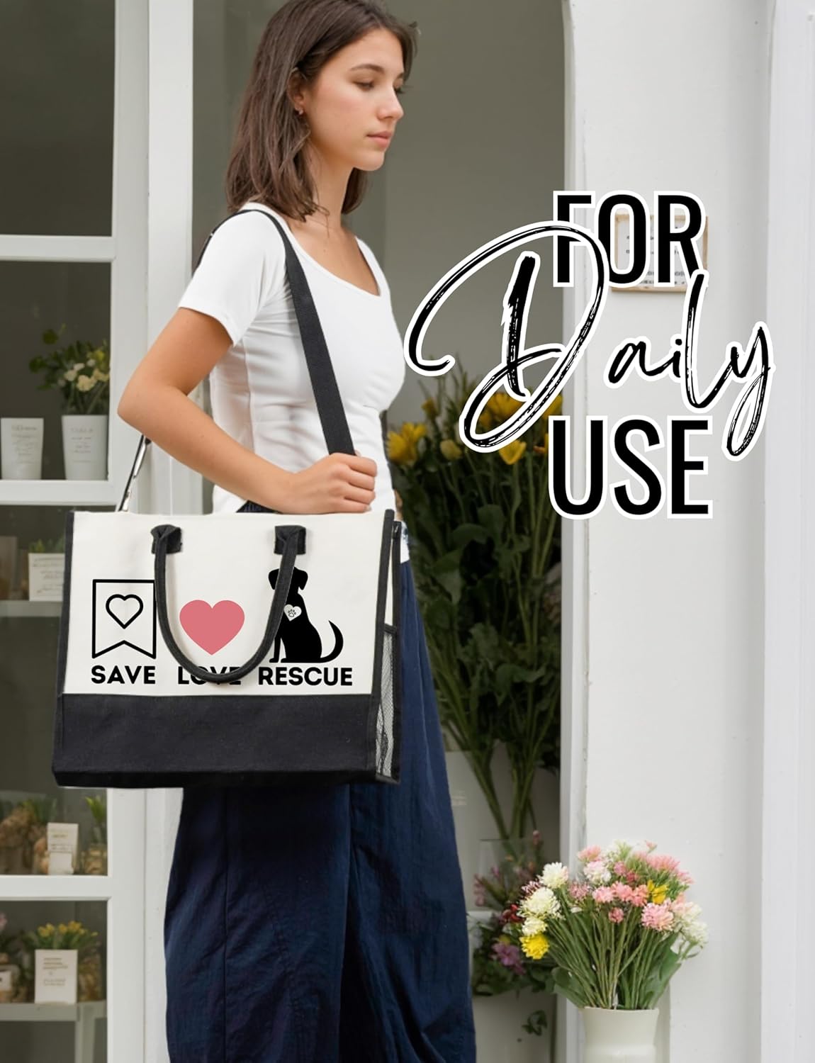 InnoBeta Vet Tech & Rescue Dog Gifts, Rescue Tote Bag with Top Zipper Closure and Shoulder Strap