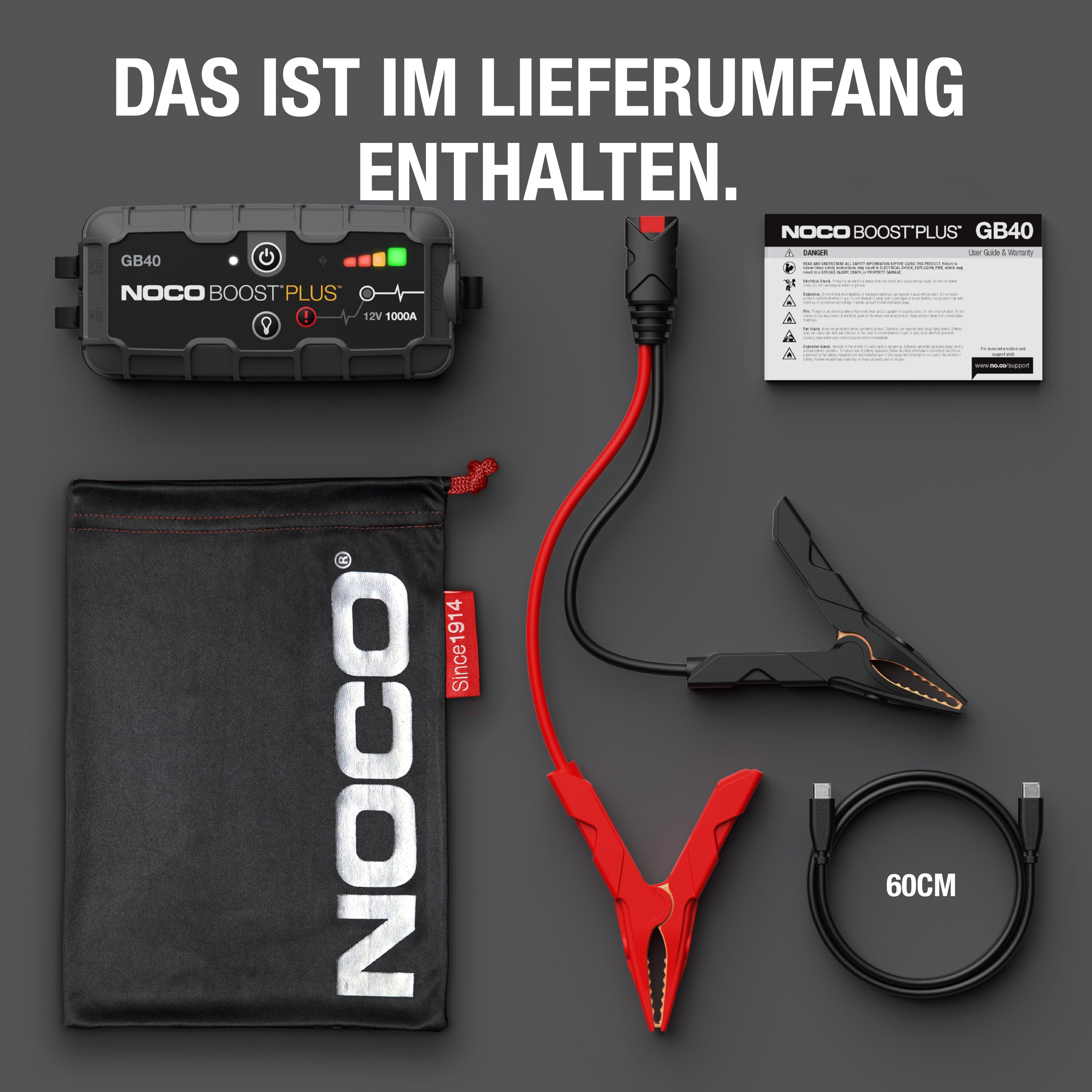 NOCO Boost GB40 1000A UltraSafe Starthilfe Powerbank 12V Lithium-Starthilfegerät Tragbarer Booster