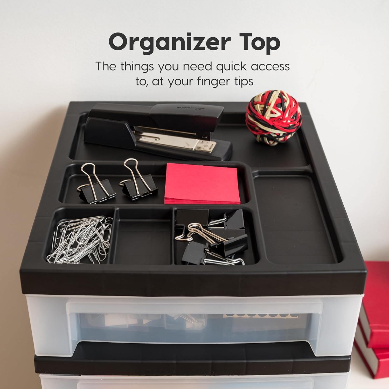 IRIS USA Plastic Drawer Storage Organizer Rolling Cart with Wheels Casters 10-Drawers for Classroom Art Craft Supplies Dresser Closet Bathroom Laundry Room Black/Clear - Image 7