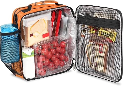Miniatura 4 de Lonchera de baloncesto para niños, con textura de baloncesto, bolsa de almuerzo aislada para niñas y niños, hielera deportiva, bolsa de preparación