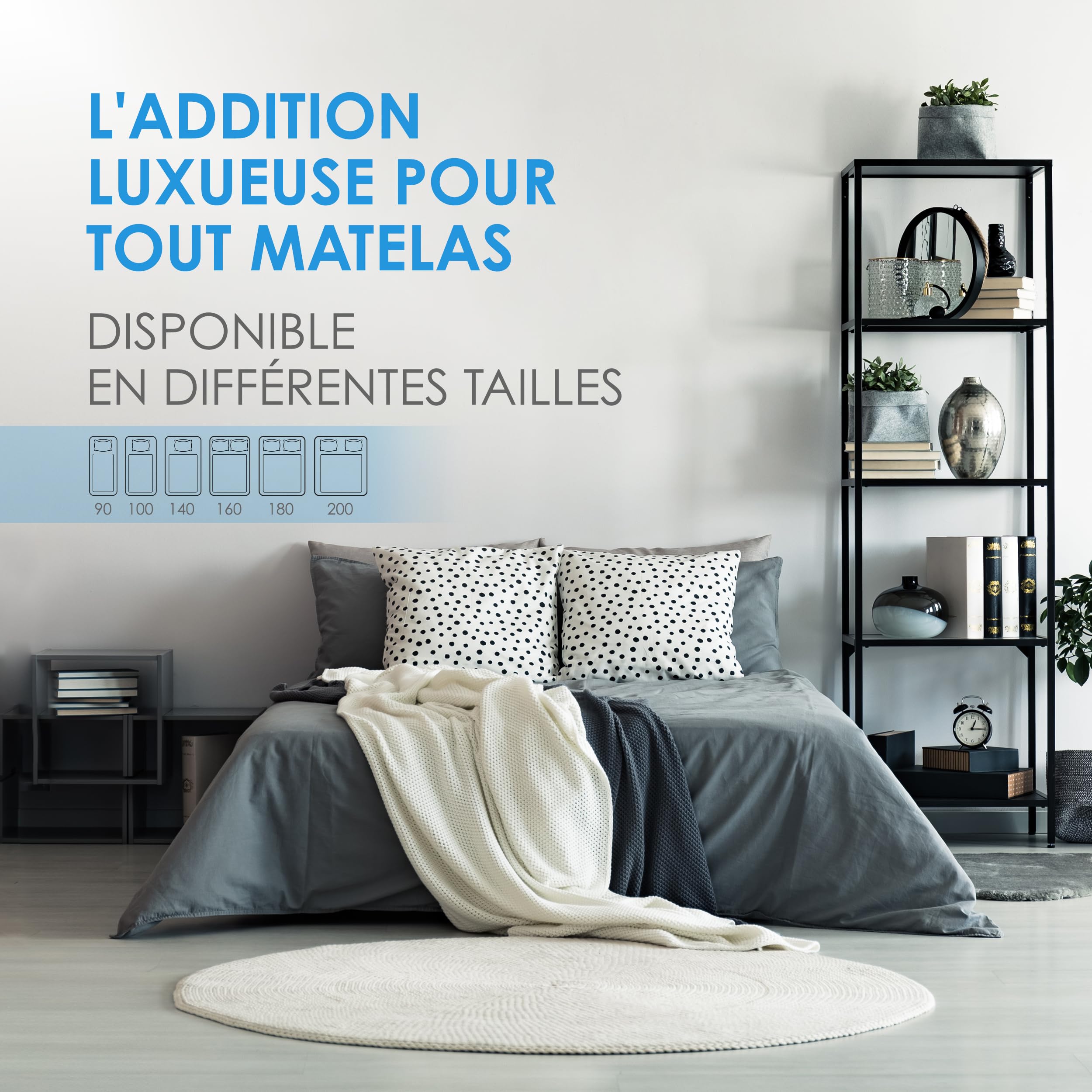 Surmatelas à mémoire de Forme Vendome Dreamtime, Disponible en différentes Tailles du 90 x 200 au 200 x 200 cm, surmatelas Respirant pour Un Sommeil réparateur, idéal en complément d'un lit boxspring