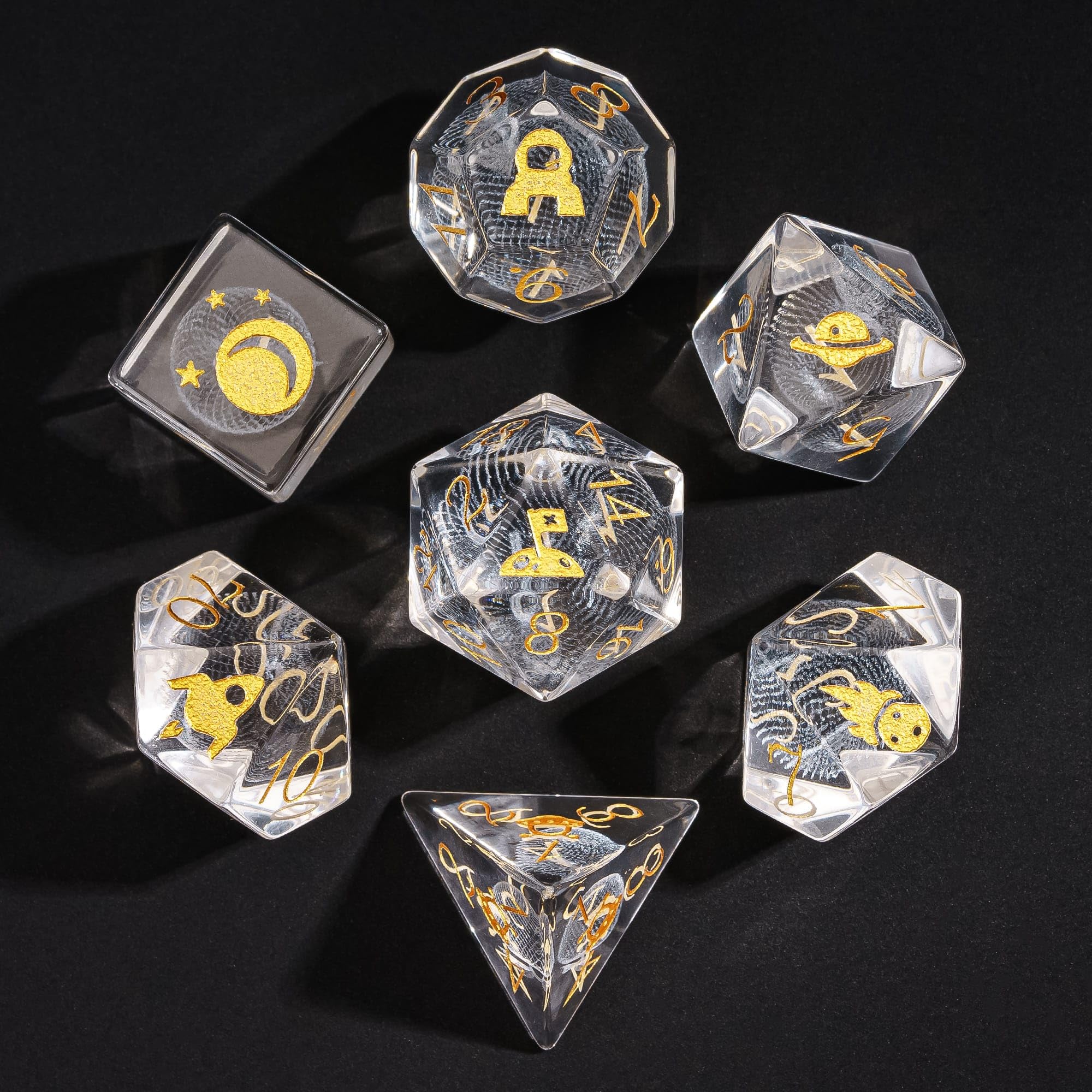 UDIXI Transparent Glass Dice Set 3D Apple Glass D&D Dice for Tabletop Games