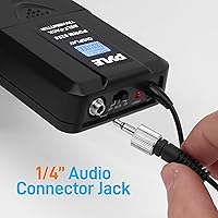 Vista 5 de Pyle Sistema de micrófono y receptor inalámbrico UHF profesional de 8 canales, 4 micrófonos de mano, paquetes de cinturón, transmisores, auriculares