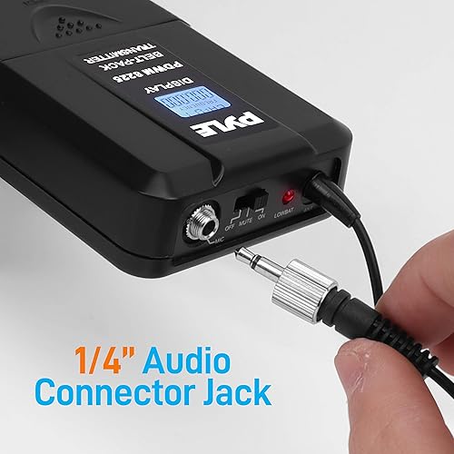 Miniatura 5 de Pyle Sistema de micrófono y receptor inalámbrico UHF profesional de 8 canales, 4 micrófonos de mano, paquetes de cinturón, transmisores, auriculares