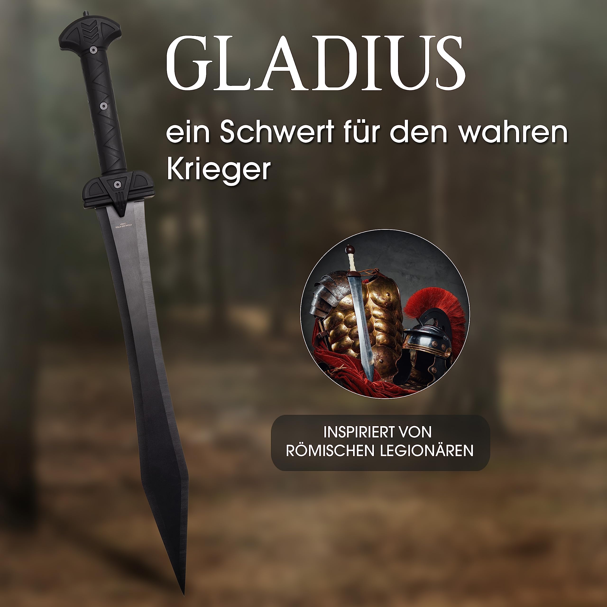 Machete scharf echt Gladius Schwert mit Scheide scharf echt zum Training Metall Stahl Nur für Erwachsene 61 cm - 18 Jahre erforderlich SW-1277
