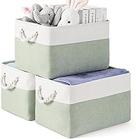 Vista 16 de Paquete de 3 contenedores de almacenamiento, canastas de almacenamiento de tela para almacenamiento plegables de lona medianas para organización