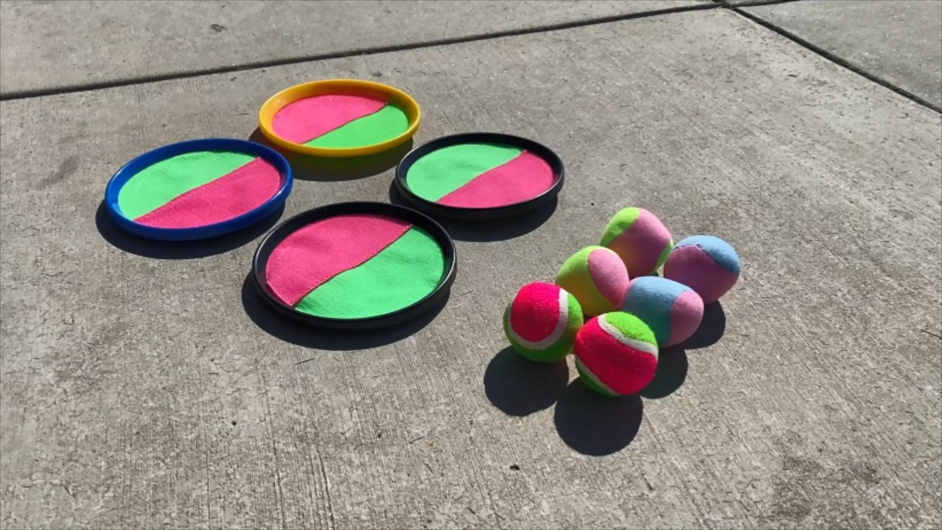 BEYUMI Paddle Catch Ball Set Wurf- und Catch Ball-Spielset 4 Klettverschluss verstellbares Selbstklebepaddel 6 Bälle mit… – Bild 8