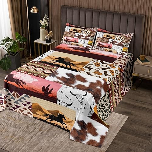 Miniatura 10 de Feelyou Colcha de vaquero occidental, tamaño King, diseño rústico de Texas Star con botas de vaquero, colcha acolchada para niños pequeños, diseño