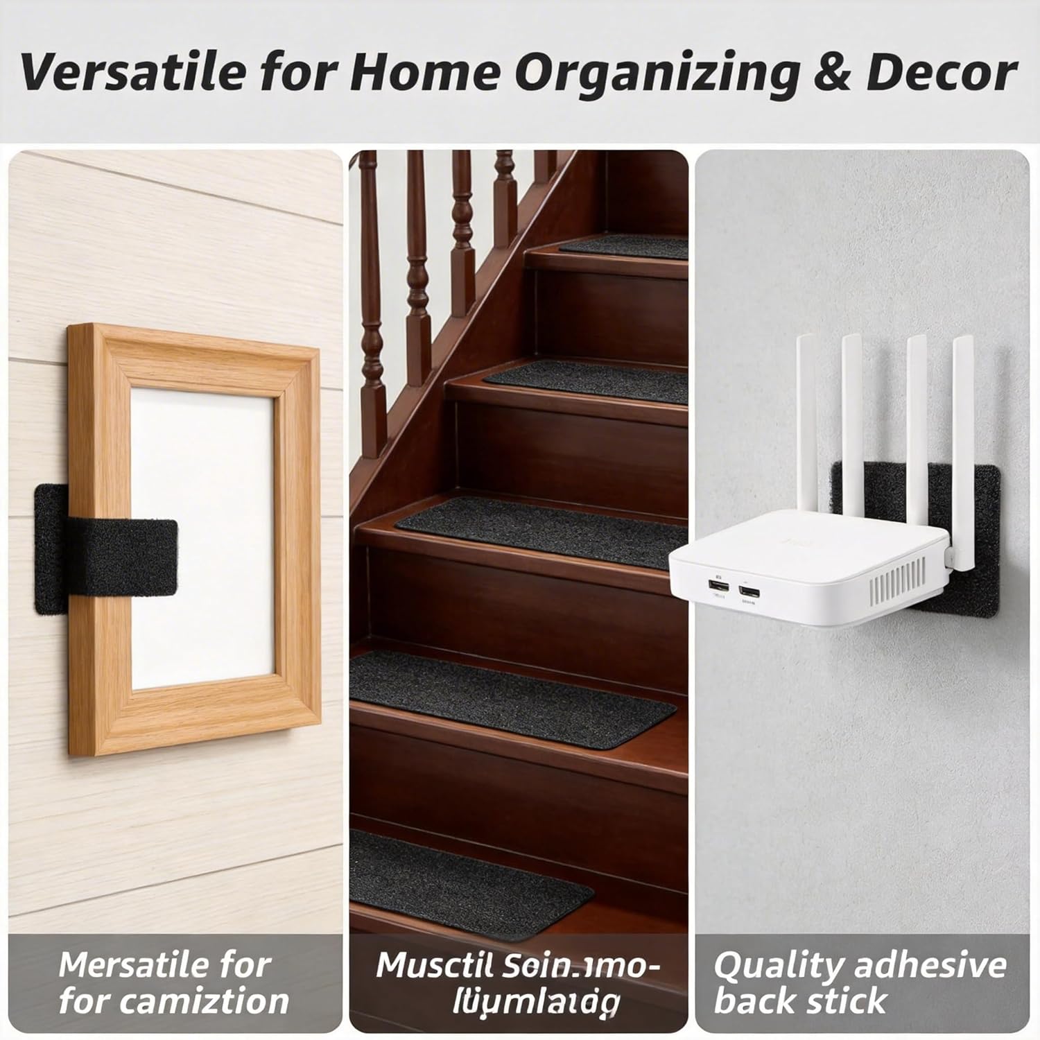 16 Sets Hook and Loop Tape, 1x4 Inch Sticky Back Double Sided Adhesive Strips, Heavy Duty for Home Office Organization and Wall Decor