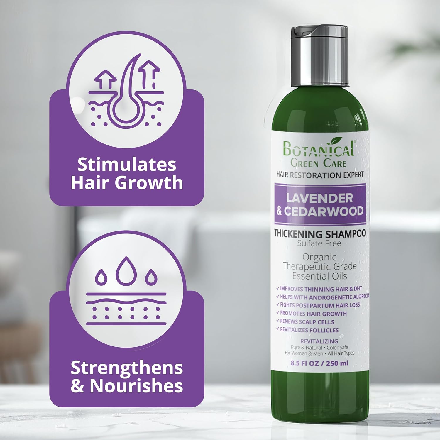 Lavender & Cedarwood Thickening Shampoo for Thinning Hair, Thickening Products for Women & Men, Hair Growth Shampoo - Image 2