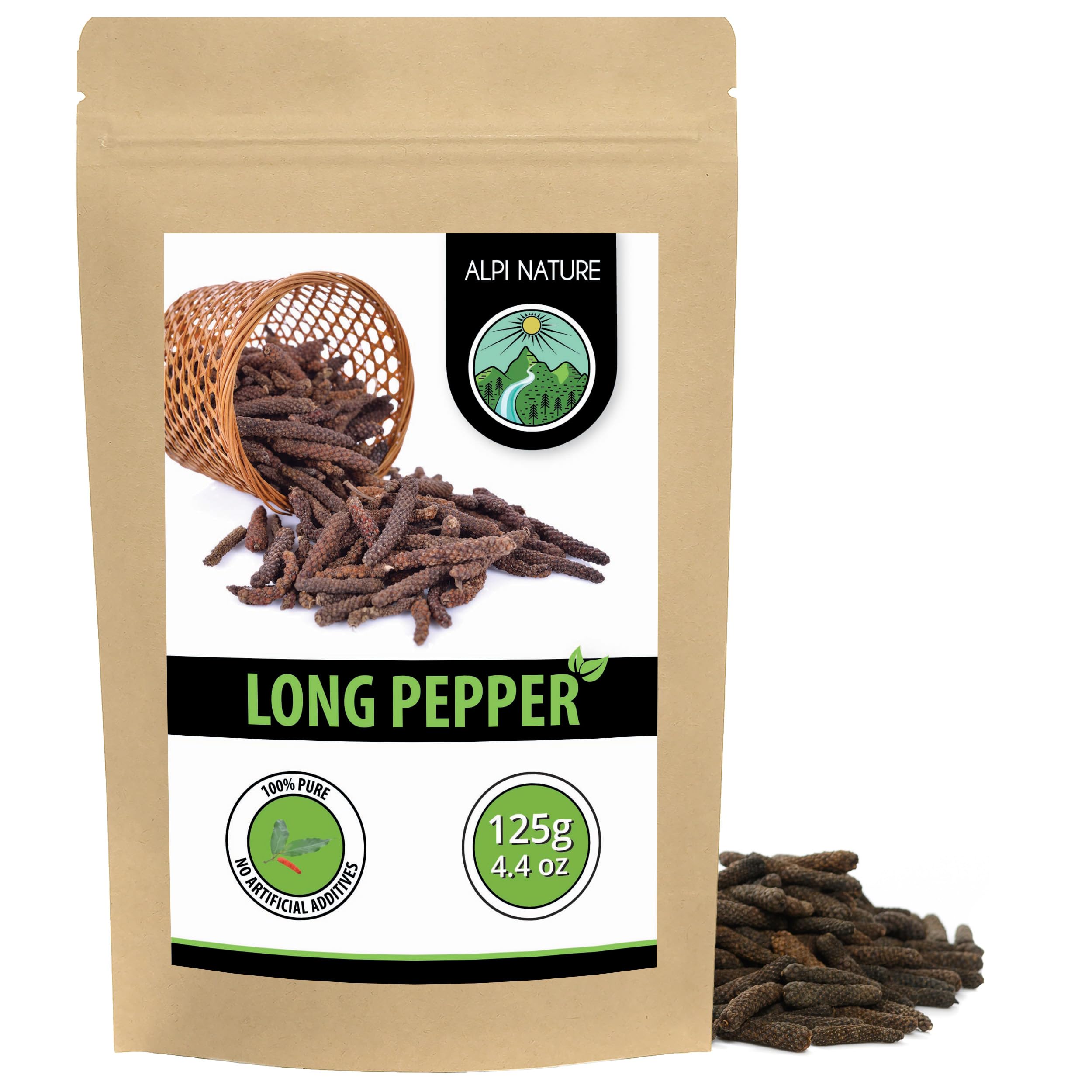 Alpi Nature Long Pepper Whole 125g 4.4 oz, Whole Peppercorns, Long Pepper Sticks for Cooking