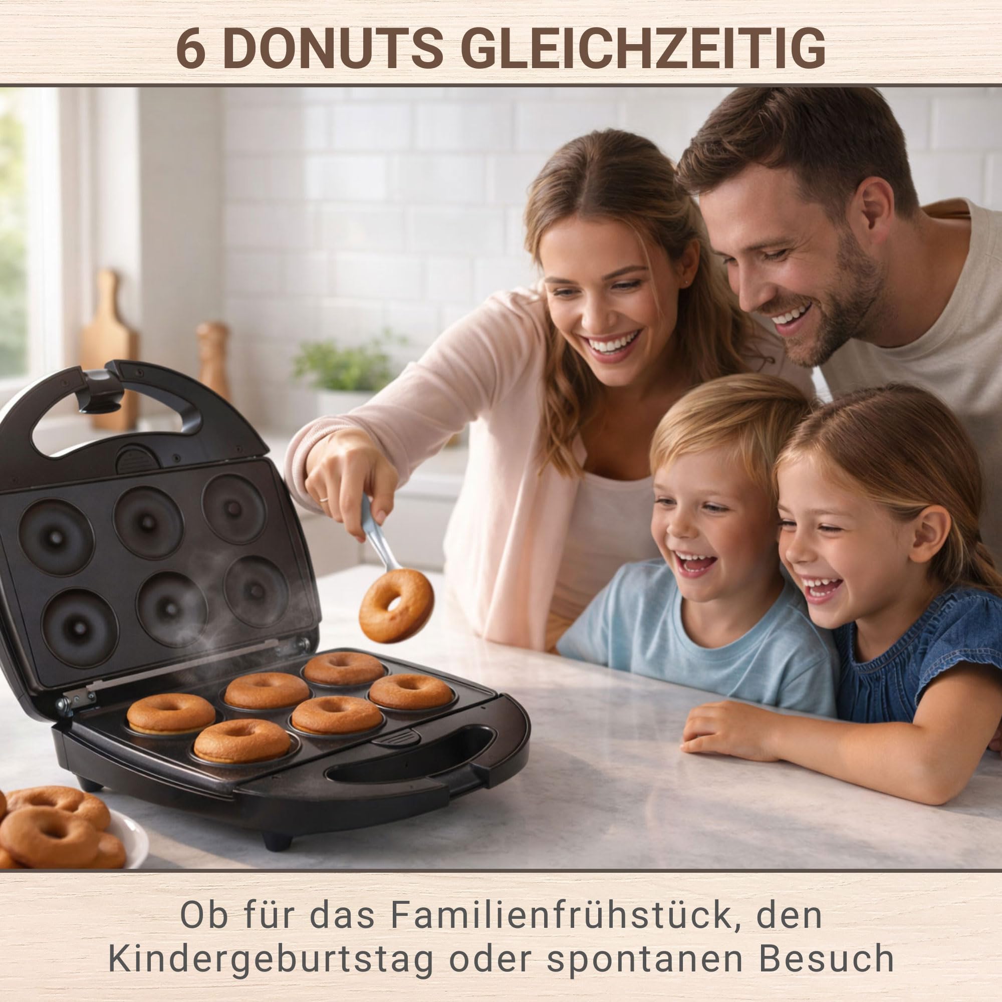 Syntrox Germany Edelstahl Maker Donutmaker Chefmaker SM-1300W Donut mit herausnehmbaren Backplatten