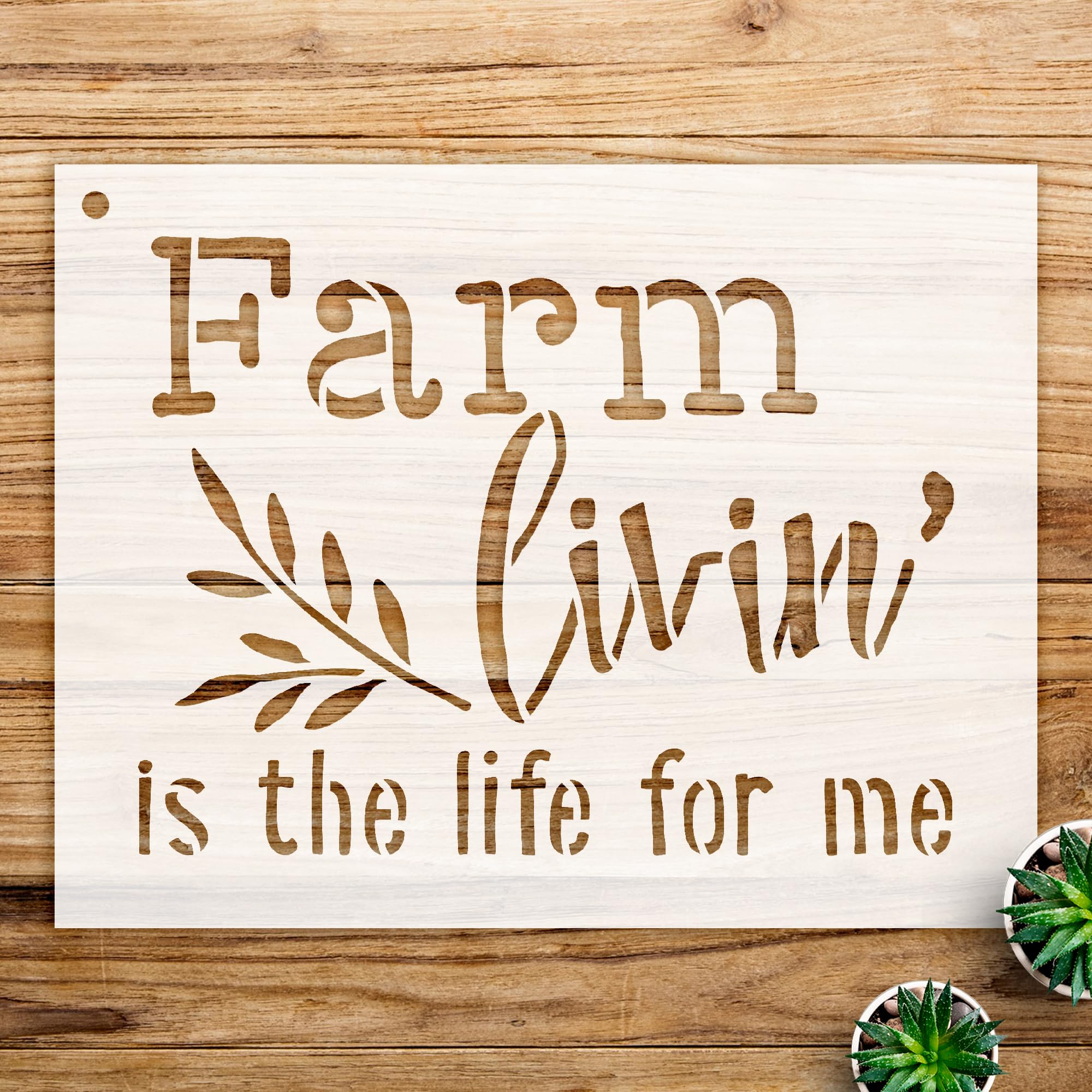 Farm Livin Stencil Pattern for Wood and Home Decor, Reusable Mylar Template, Ideal for Painting and Craft Projects - Size A4 (11.0