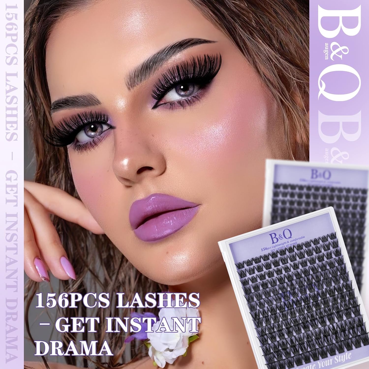 Lash Clusters B05 D Curl 8-16mm DIY Eyelash Extensions 72 Clusters Lashes B&Qaugen Fluffy Individual Lashes Cluster DIY at Home (B05,8-16MIX)