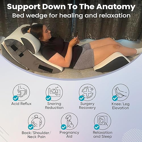 Miniatura 2 de Juego de 4 almohadas ortopédicas de cuña para cama, soporte de espuma ajustable para cabecera, espalda, piernas y sueño, ideal para reflujo ácido,