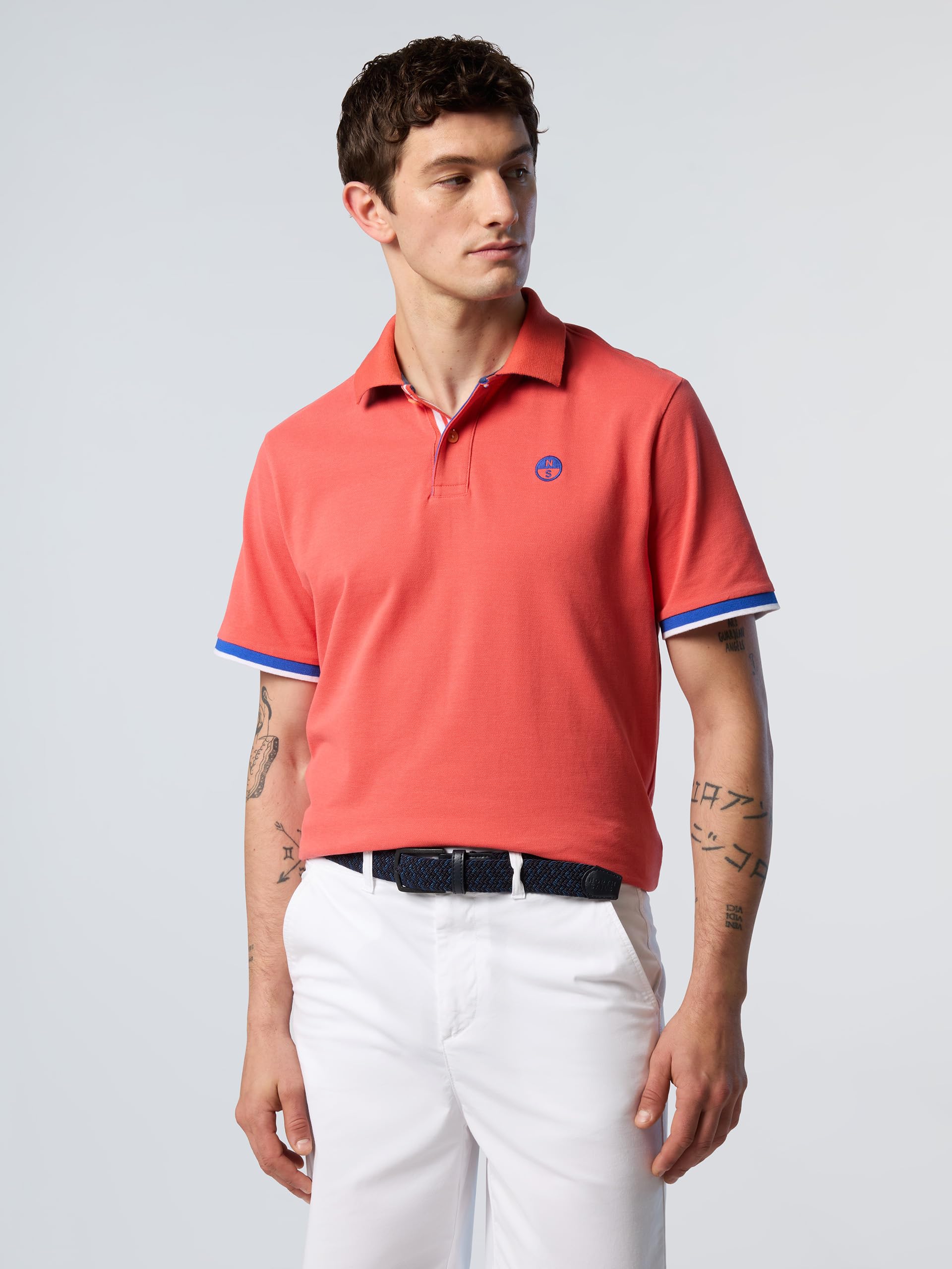 NORTH SAILS Polo Uomo in piqué di Cotone Organico con Motivo a Righe