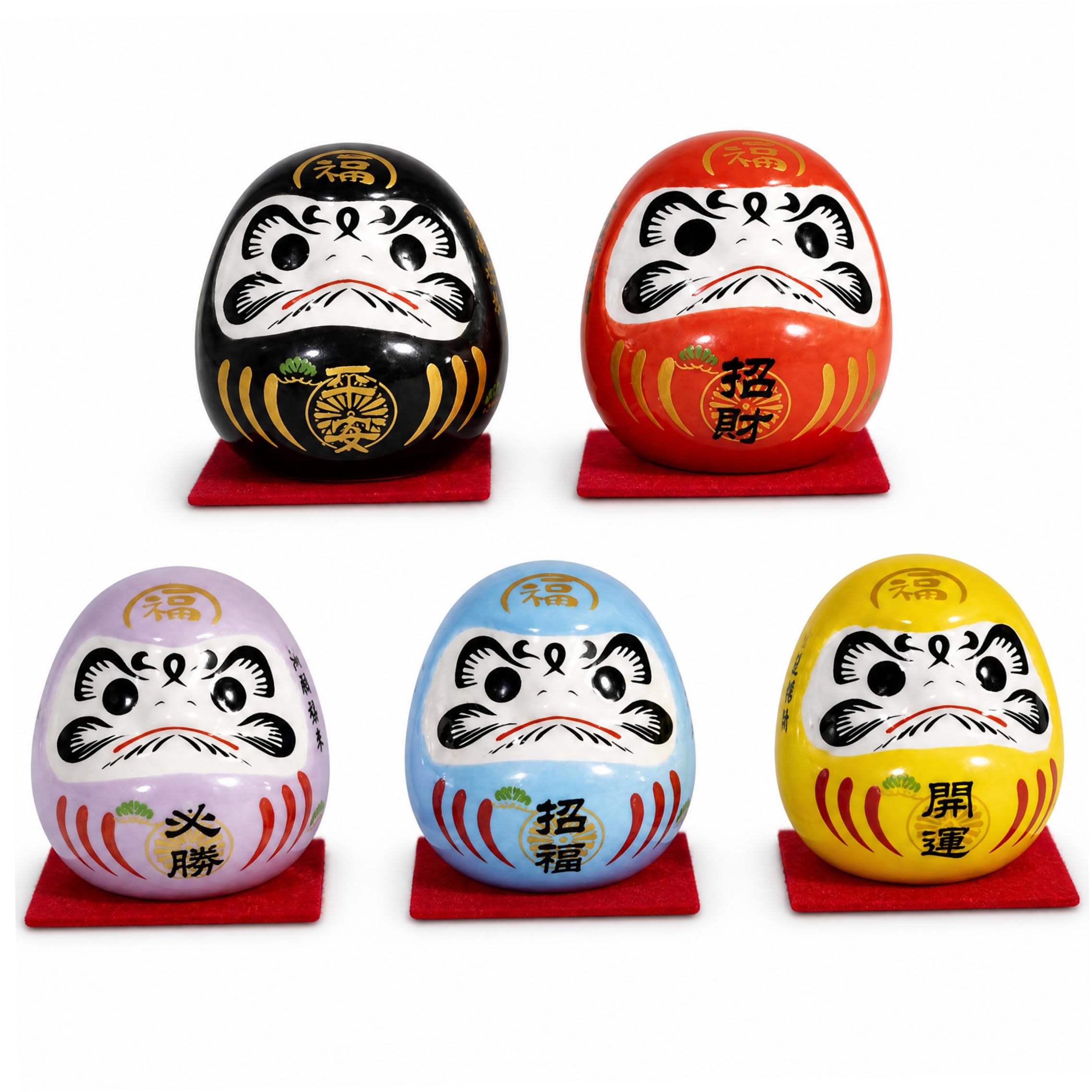 Xoeryoy Daruma Doll, Japanese Desk Figurine Handcrafted Ceramic Japanese Trinket for Desk Decor, Style-2