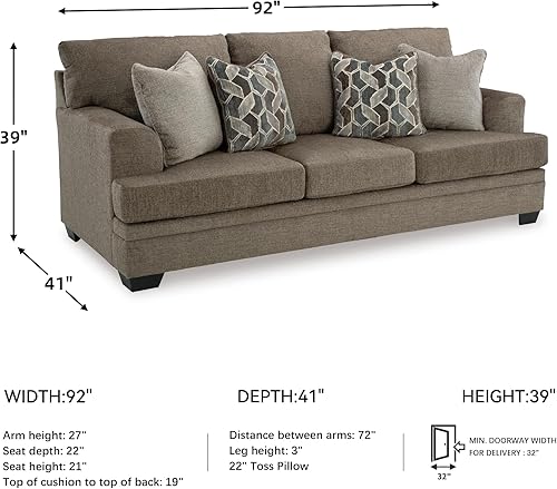 Miniatura 3 de Signature Design by Ashley Stonemeade - Sofá casual con 4 almohadas, color marrón oscuro
