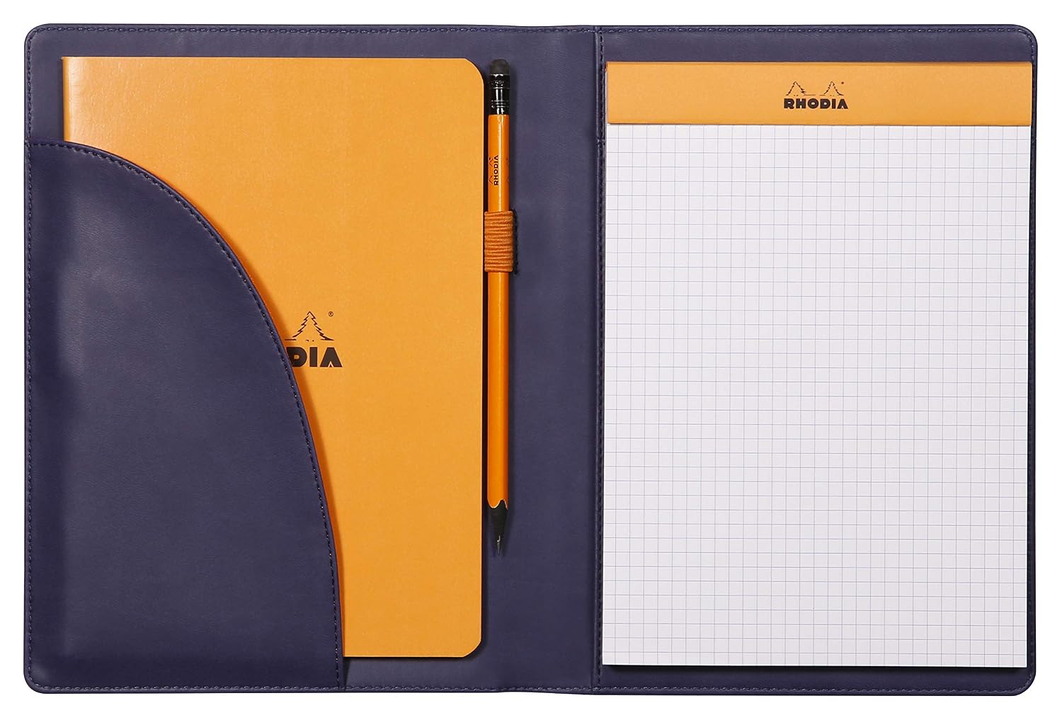 RHODIA 216005C - Rhodiarama Notepad and Document Holder Booklet N°16 Midnight Blue - for Notepads or A5 Format Notebooks (14.8 x 21 cm) - Premium Italian Faux Leather - Rhodiarama Collection image 3