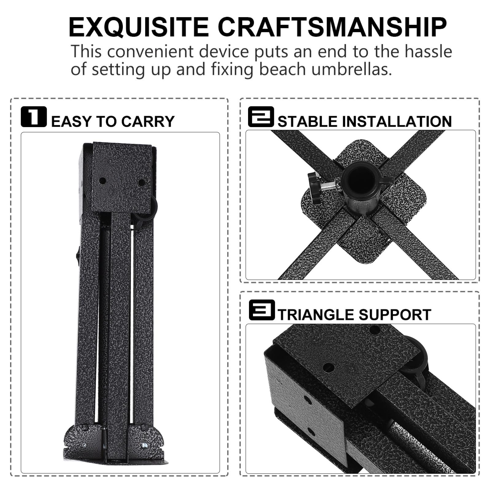 TEHAUX Supporto Portaombrellone da Esterno in Ferro Nero Design a 4 Piedi, Base Portaombrellone Portatile per Ombrelloni da Spiaggia e Giardino, per Creare Un'atmosfera Estiva