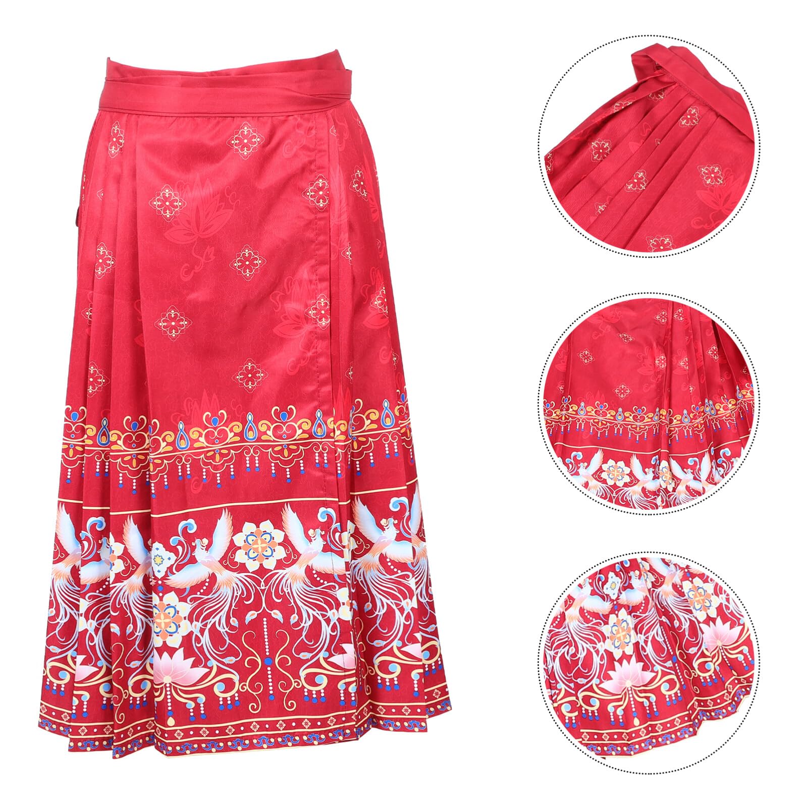 Falda Con Cara De Caballo Chino Faldas Hanfu Falda Larga Plisada Tradicional Ropa Para Niñas Pequeñas 130Cm Rojo