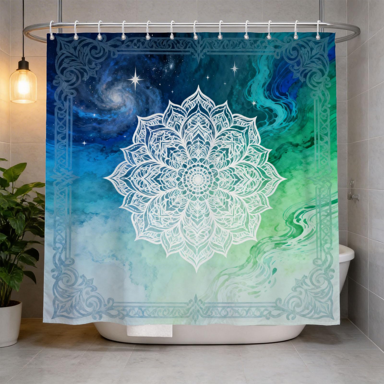 Hongduo 3D Mandala Design Shower Curtain for Stalls Bathtubs Chic Bathroom Decor Shower Curtain Set Polyester Fabric Waterproof 180x200cm/71X79 Inch with Hooks