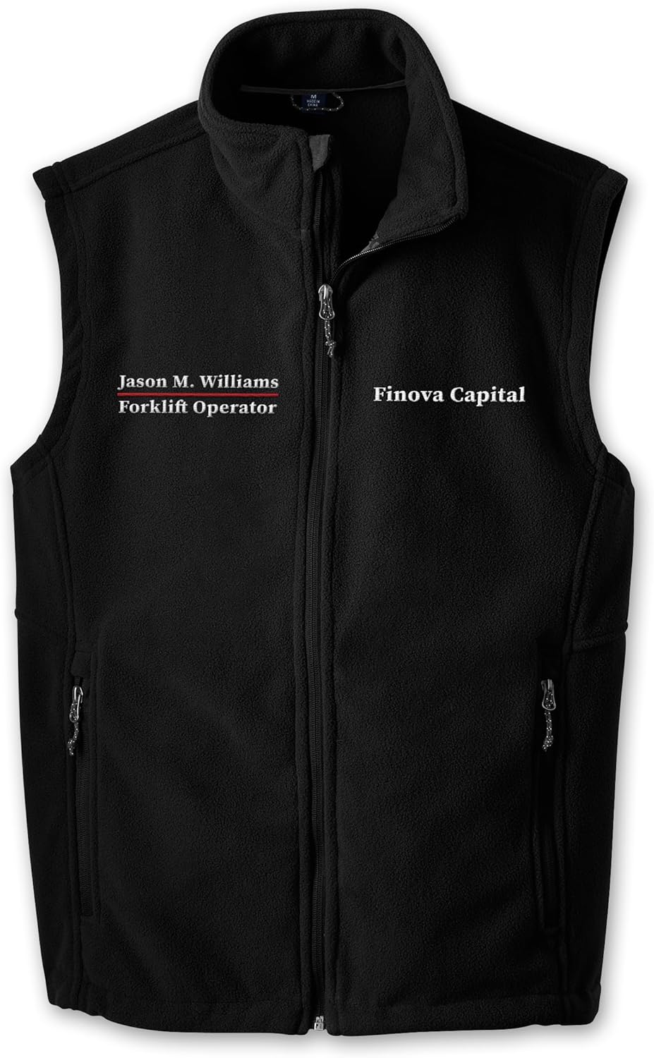 TEEAMORE Custom Embroidered Fleece Vest for Men Add Your Text Personalized Embroidery Zip Up Sleeveless Vest - Image 4