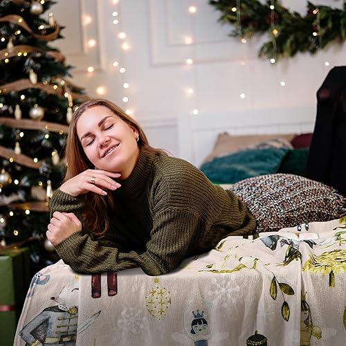 Miniatura 10 de Buryeah Manta de cascanueces de Navidad, regalo de hadas de príncipe ratón, soldado rosa, 60 x 50 pulgadas, manta suave de Navidad para decoración