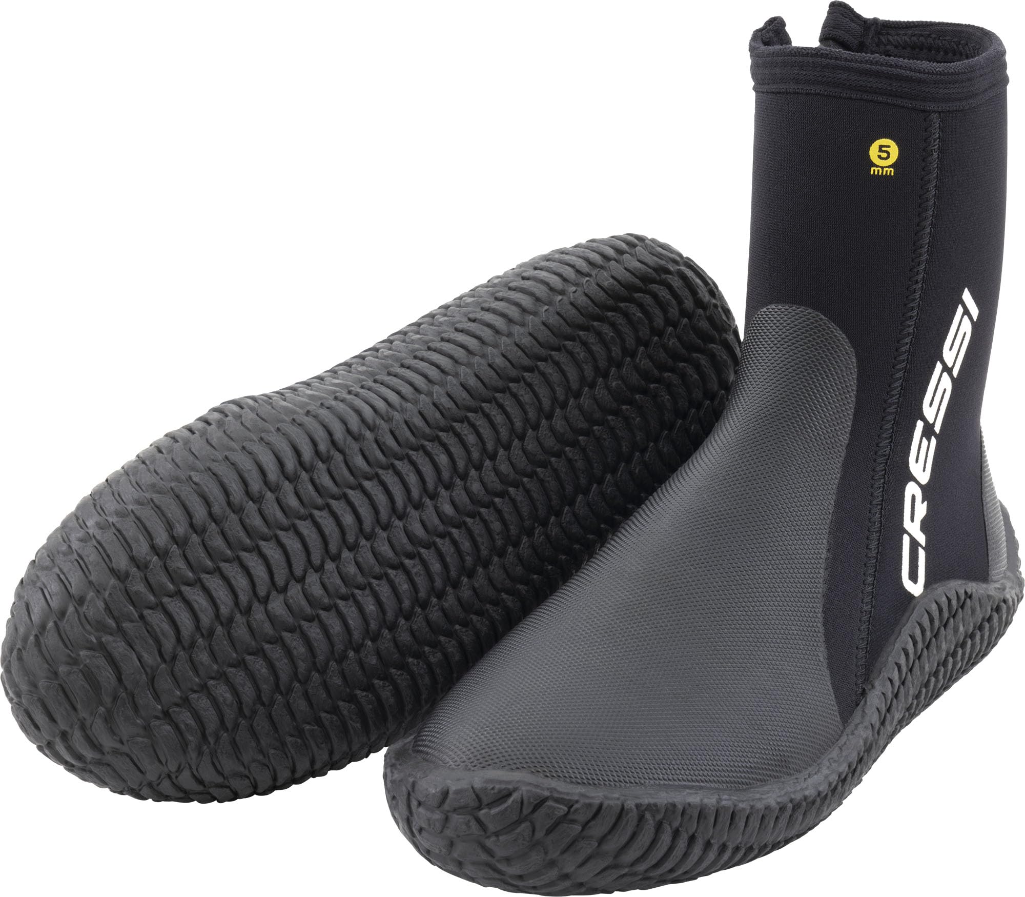 CRESSI ReefTech/RS Boots 5mm - Calzari Unisex in Neoprene Bifoderato Nero 5mm per l’Uso in Acque Fredde e Immersioni con Pinne a Scarpetta Aperta, Progettati per Proteggere i Piedi dal Freddo
