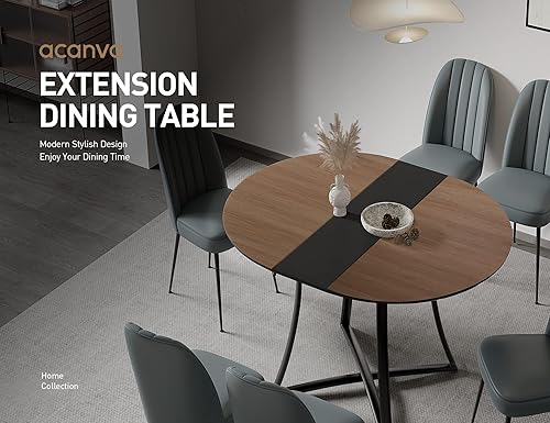 Miniatura 4 de Acanva Mesa de comedor ovaladaredonda para 6, hoja de mariposa expandible y base resistente, apta para cocina, sala de estar y apartamento, 46.5