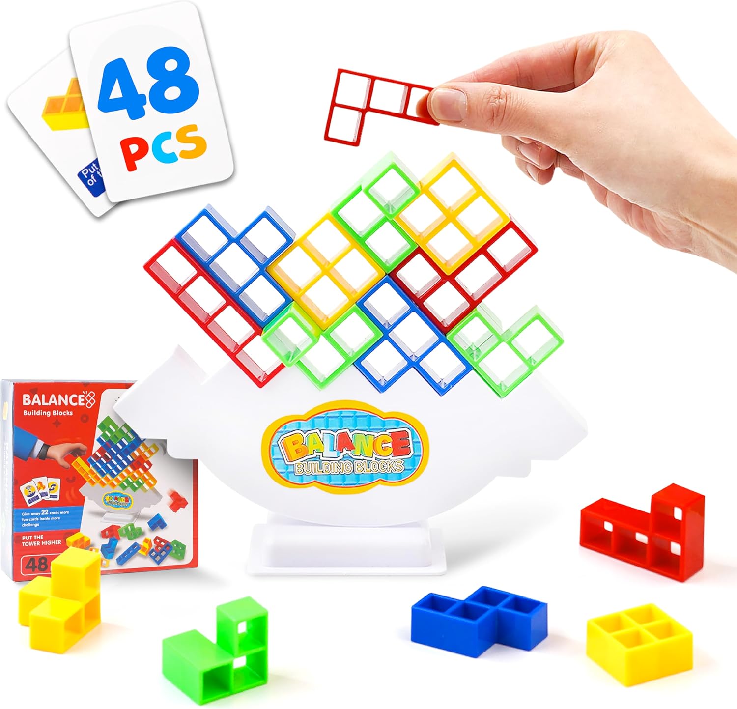 Amazon.com: 48 PCS Tetra Tower Game (Ages 3 and Up) - Easy Stack Attack ...