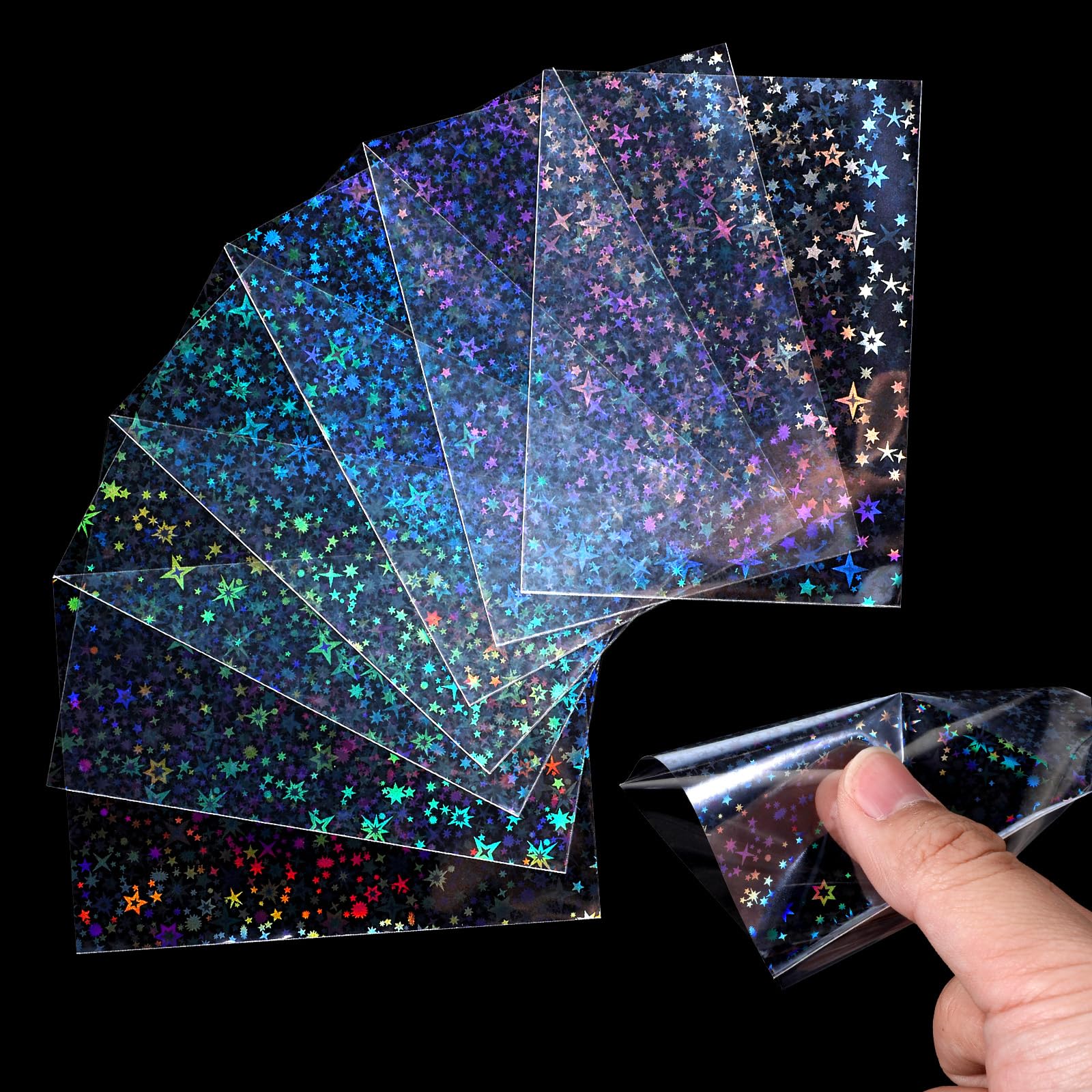 YBEATY 200 Pcs Laser Flashing Holographic Photo Card Sleeves — image 1