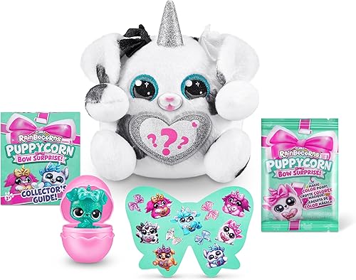 Miniatura 3 de Zuru Rainbocorns Puppycorn Surprise Series 3 Perro dálmata de peluche, coleccionable, huevo sorpresa, paquete de calcomanías, Slime, para niños de 3