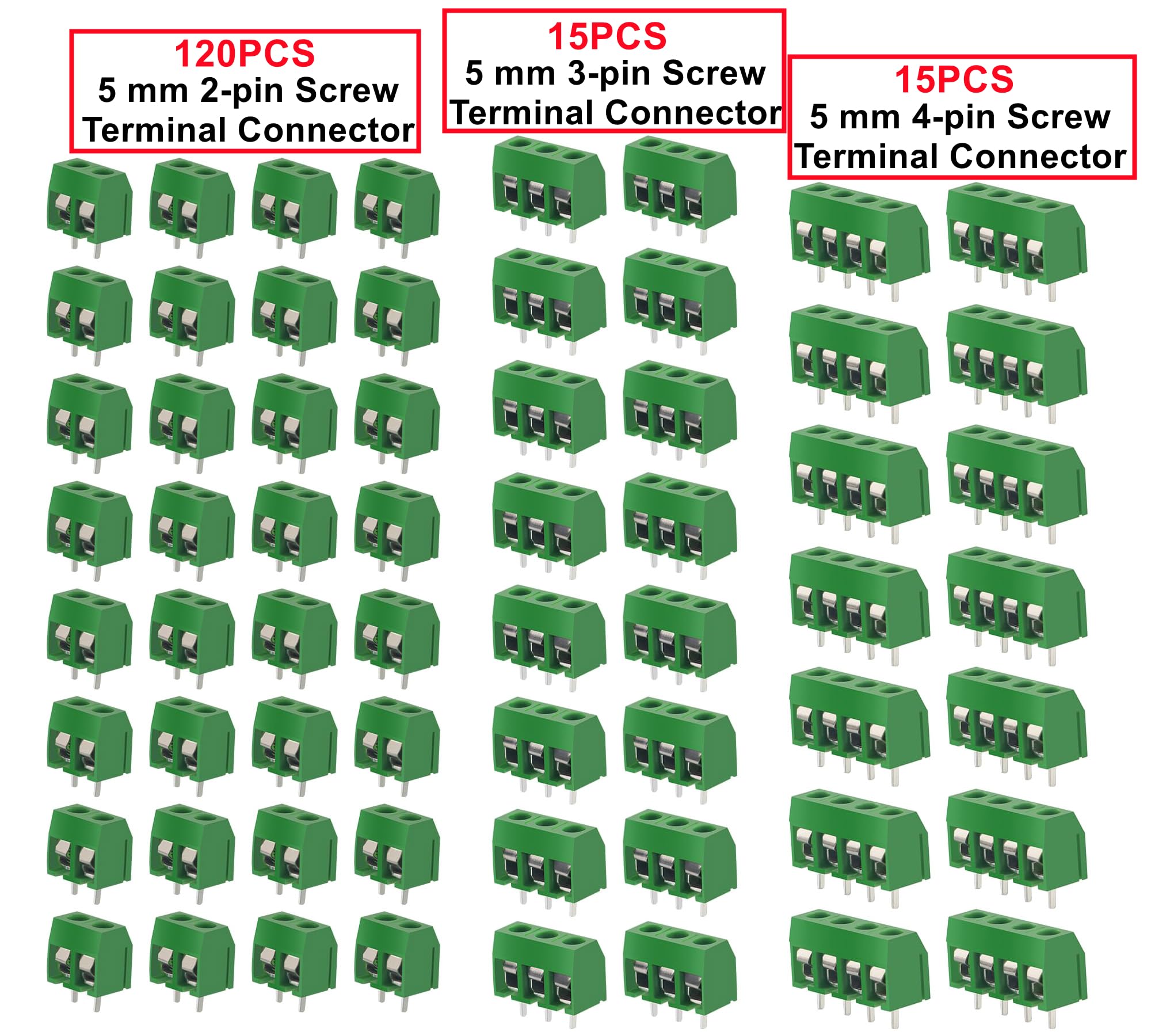 160x 2-Pin Schraubklemmenblock 5 Mm | + Schraubendreher | Für Arduino & DIY | ABS