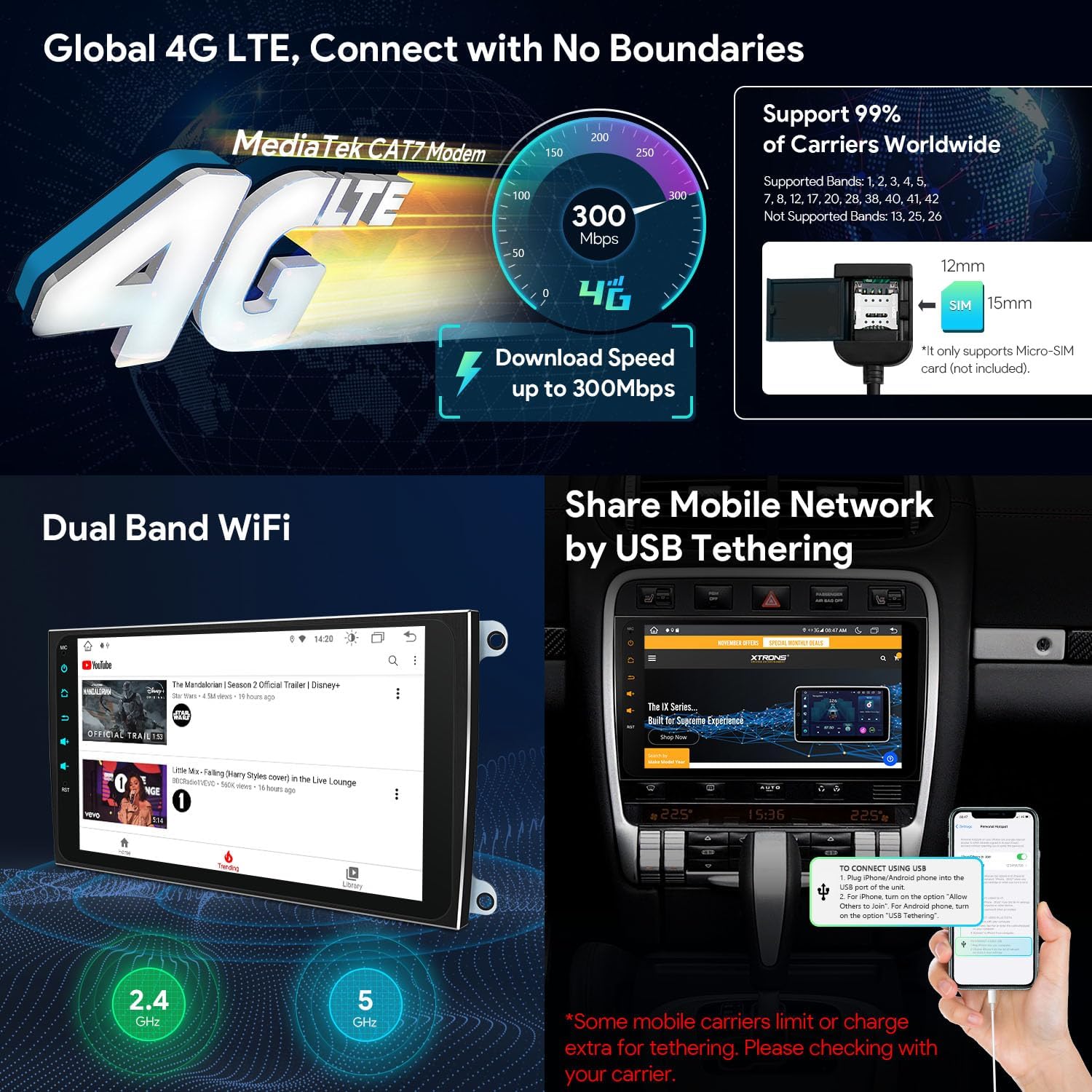 XTRONS Car Stereo for Porsche Cayenne with Optical Fiber Decoder, Android 14 Octa Core 4GB+128GB Car Radio, 9 Inch IPS Touch Screen GPS Navigation for Car Bluetooth Head Unit DSP Car Play Android Auto