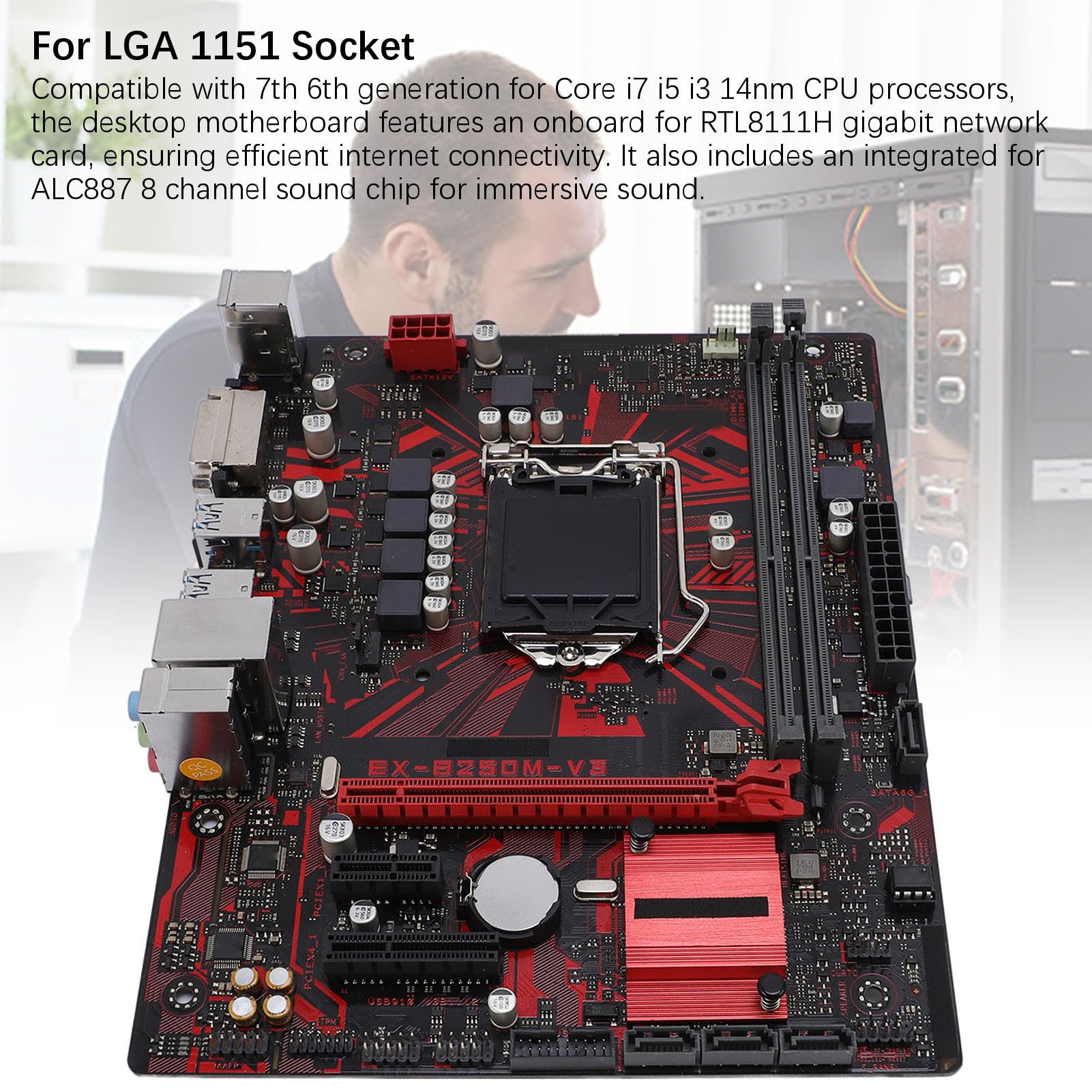 Scheda Madre B250M V3, M ATX 2 DDR4 DIMM Slot per LGA 1151 7a 6 ° Gen per Core I7 I5 I3 I3 14nm Processore CPU Supporto Scheda Madre Supporto a 2 Canali DDR4 2400MHz Pci E 3.0
