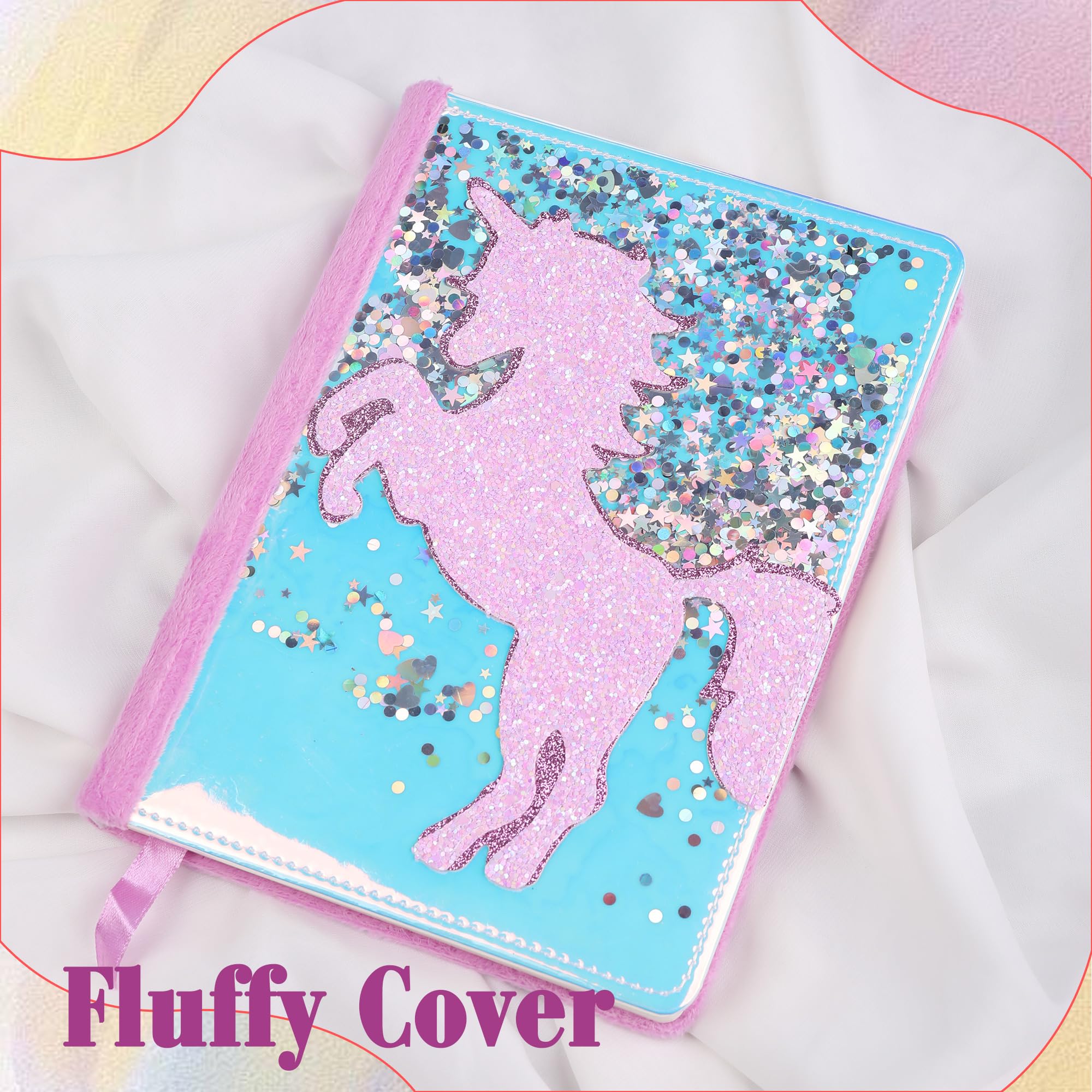 TIEFOSSI Unicorn Glitter Diary for Girls Gift for 6 7 8 9 10-12 Year Old Girl - Image 3