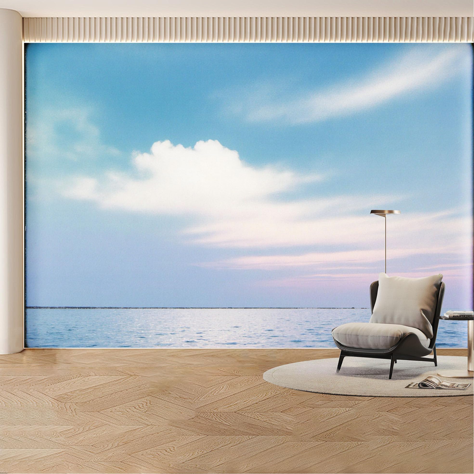 Custom Wall Mural Wallpaper Ocean Clouds， Landscape Nature 3D Effect Wall Decor， Minimalist Sunset Removable SelfAdhesive Large Photo for Living Room， Bedroom， Office