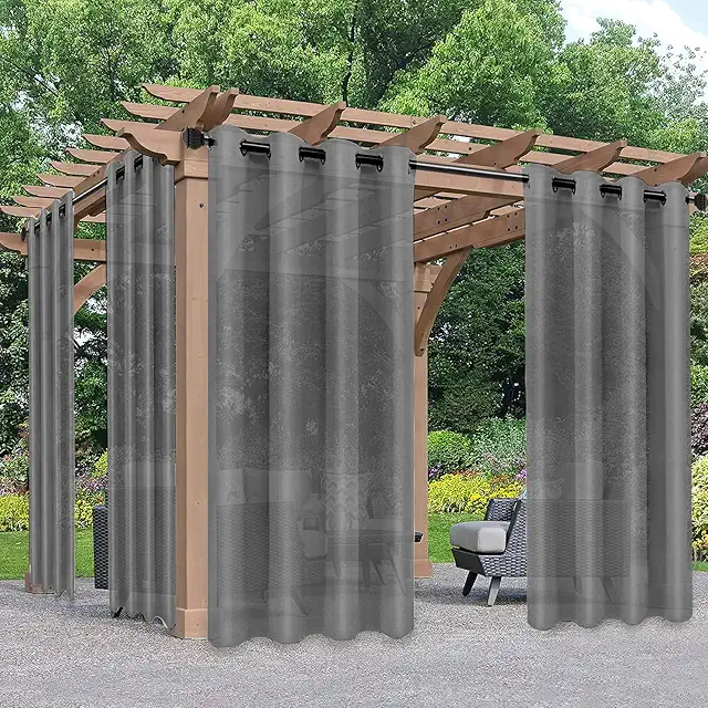 Transparent Outdoor Curtains with Eyelets - Set of 2 for Garden Privacy Screen