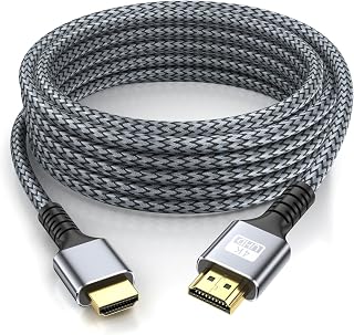 looyotul 50ft 4K HDMI 2.0 Cable - Ultra High Speed 4K@60Hz ARC Gold-Plated Durable Braided Cord for PS5 Xbox TV Roku (Silvery)