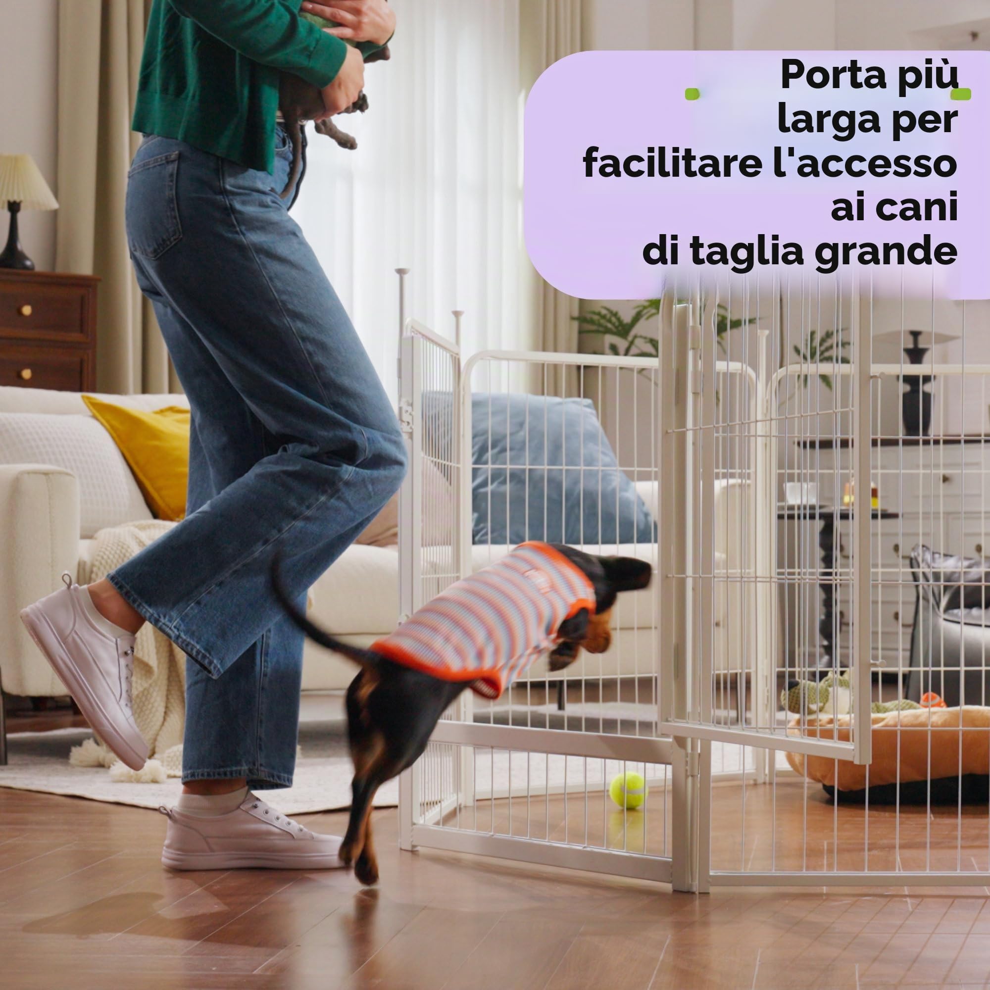 SunsGrove recinto per cani da interno in Antiruggine recinto per animali Montaggio Senza Attrezzi Ideale per Interni ed Esterno Bianco (60 cm, 8 Pannelli)