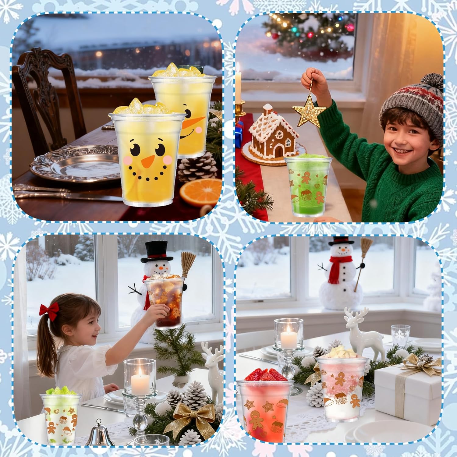 50 Pack Christmas Snowman Plastic Cups 12 Oz Disposable Snowman Party Cups Winter Holiday Party Cups for Christmas Party Supplies Coffee Wine Hot Cold Drinks - Image 4