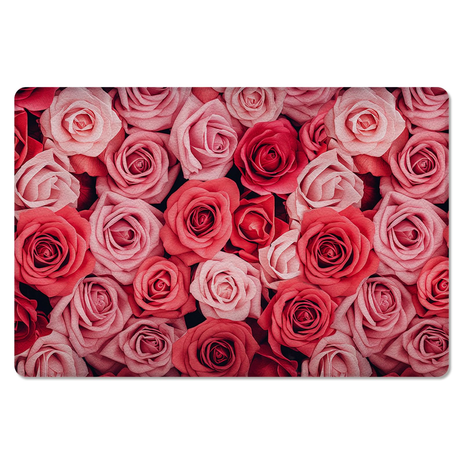 Valentine's Rose Kitchen Bath Door Mat Cushioned Runner Rug,Washable Welcome Floor Sink Antifatigue Mat,Waterproof & Non-Slip Comfort Standing Doormat,Romantic Sweetest Flower Seasonal Holiday 18
