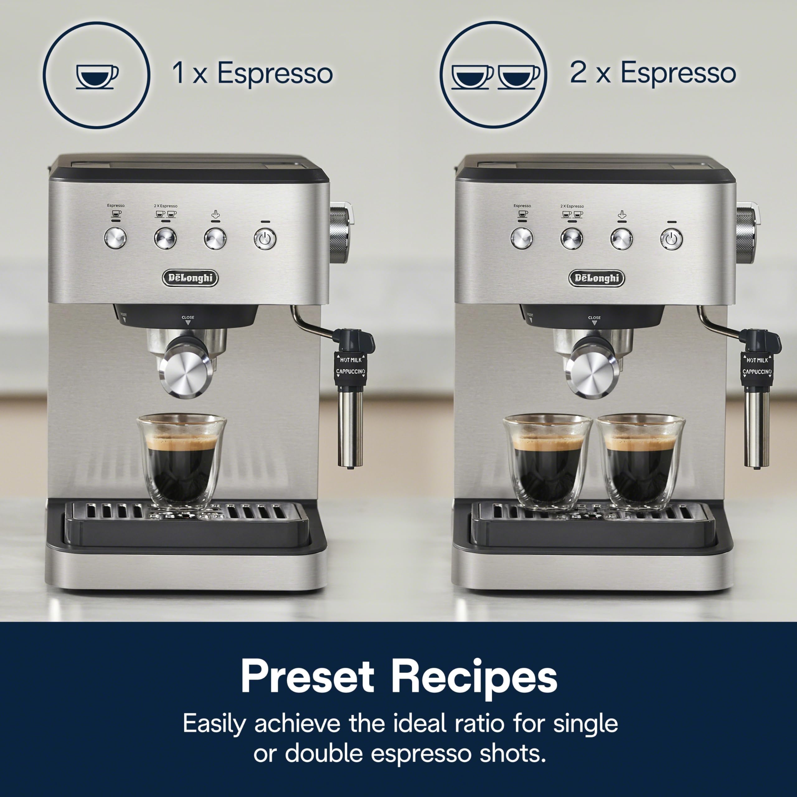 De'Longhi Classic Espresso Machine, Milk Frother, Stainless Steel view 4