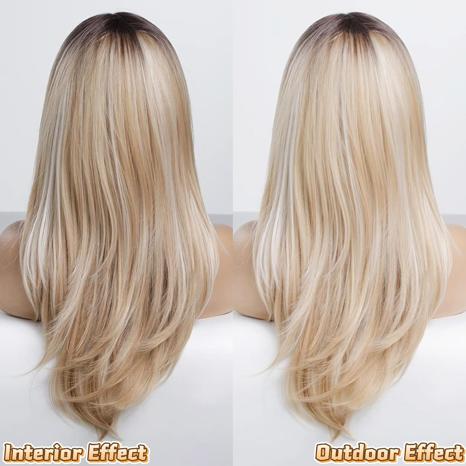 HAIRCUBE Blonde Wigs Long Curly Wigs Shoulder Length Heat Resistant Synthetic Wigs for Women with Bangs
