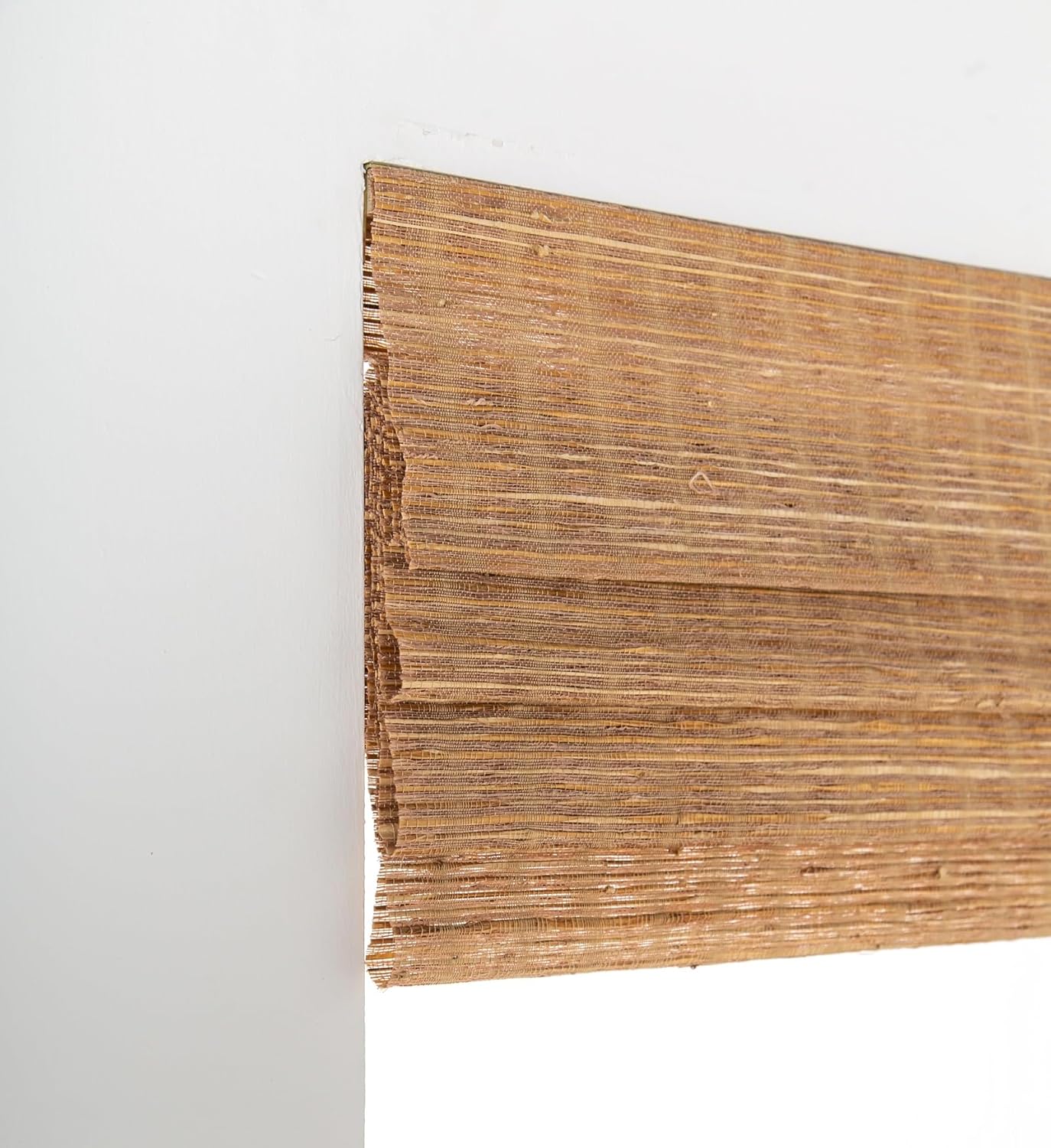 FACIMI Blackout Bamboo Roller Shades, Roll-Up Woven Roman Shades with 6" H Valance, Custom Light Filtering Bamboo Roller Blinds for Windows, Doors, Patio Door, Porch, Caramel