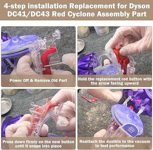 Miniatura 3 de Nuevo botón de la aspiradora liberación rojo clip y pestillo reemplazo para Dyson Cyclone DC41 DC43 DC65