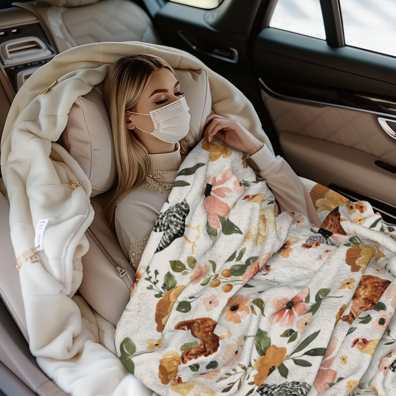 Cute Chicken Print Blanket Gifts for Kids Girls Boys Adults Animals Lovers, Flanne Throw Blanket, Soft Cozy, Warmth, Fluffy Fuzzy Blankets for Couch, Travel, Living Room, Decor (Chicken, 50"x40") - Image 3