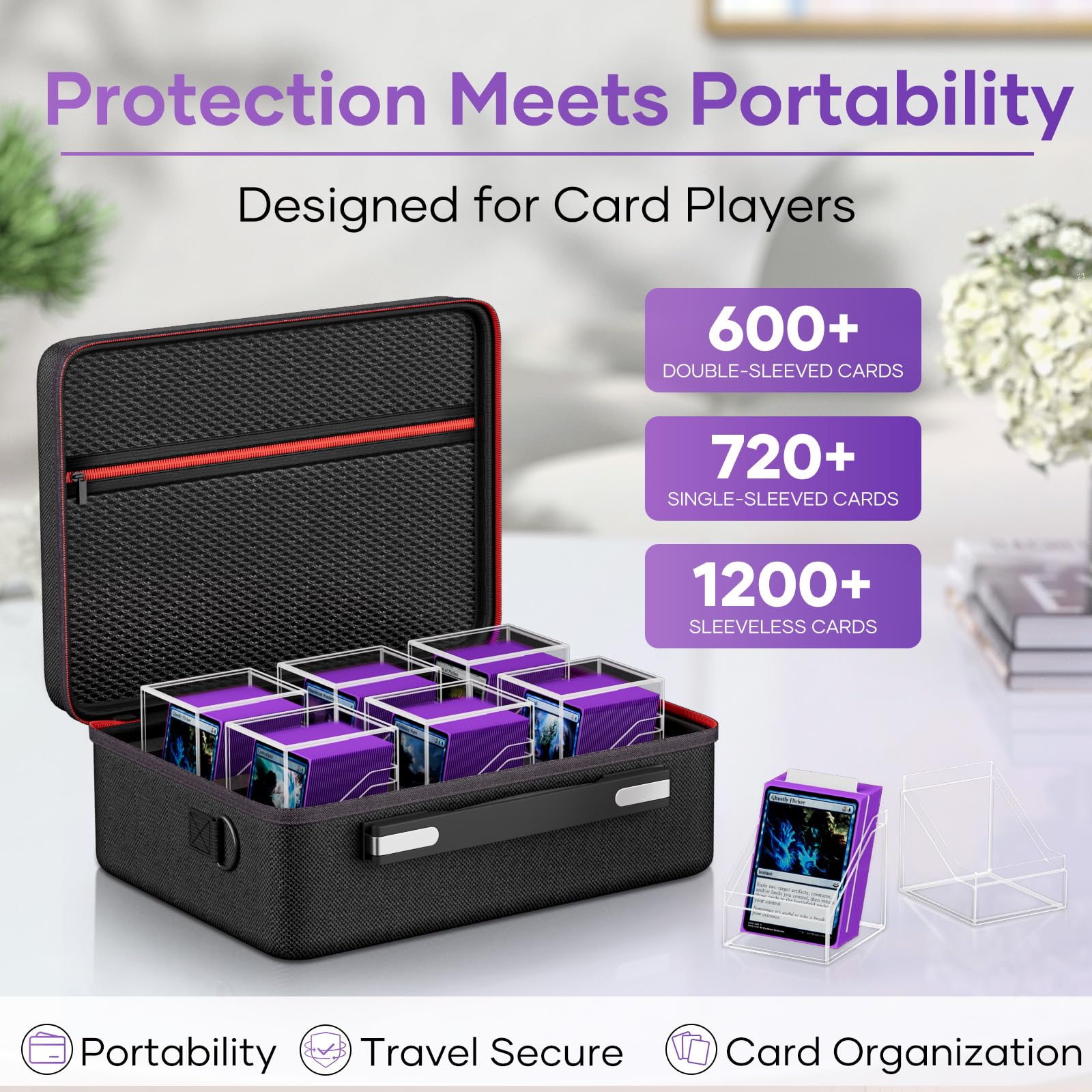 TiopLior Boîte de cartes avec étui portable, lot de 6 boîtes de deck Commander transparentes avec 6 séparateurs, peut contenir plus de 600 cartes à double manches, convient pour MTG, TCG