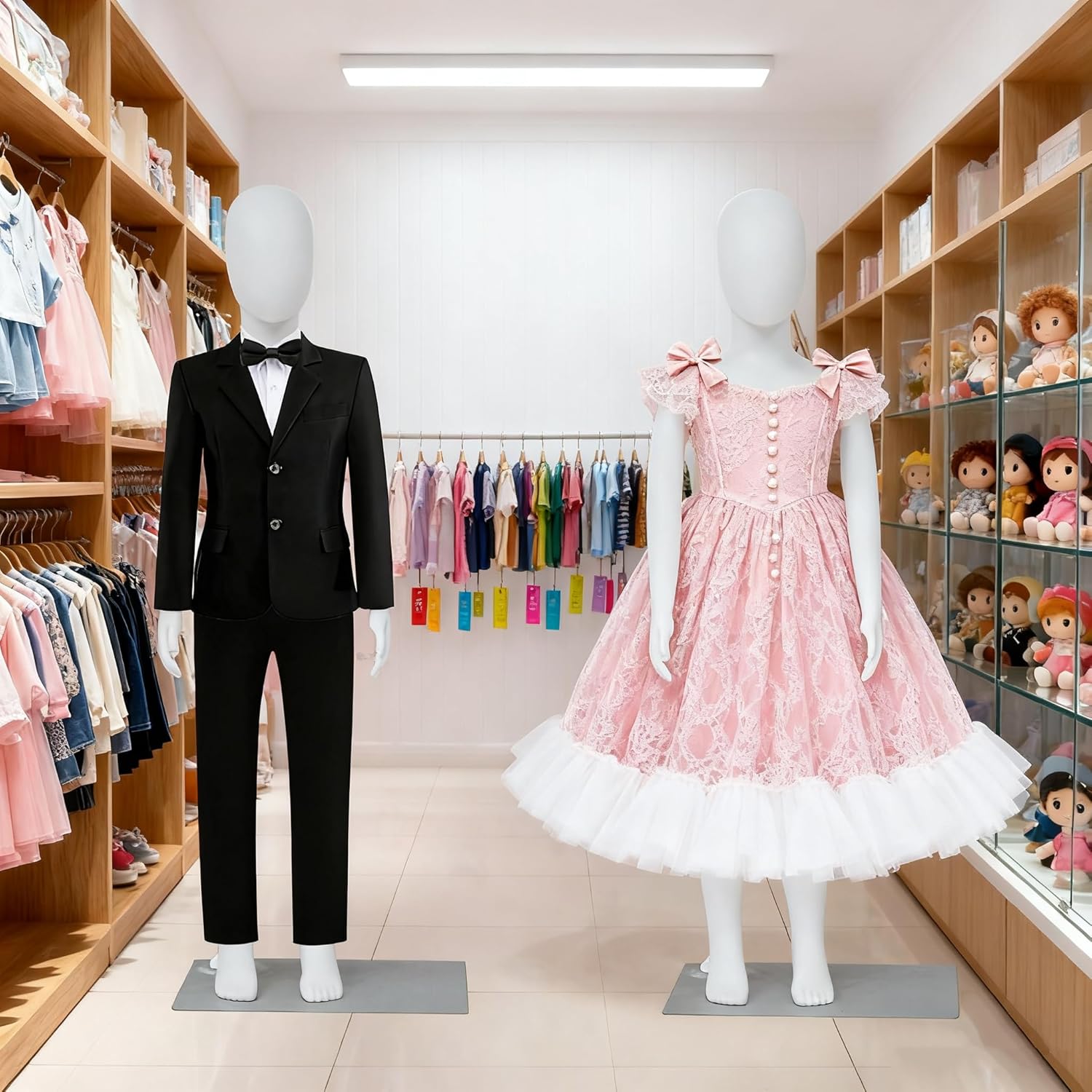 KINTNESS 43.3” Kid Mannequin Full Body, Faceless Child Mannequin Display, Adjustable Plastic Mannequins with Metal Base for Retail Clothing Shops, Tailor Shop, Window Display